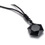 VNOX Messianic Jewish Christian Jewelry Black Obsidian Crystal Cut Star of David Pendant Necklace with Adjustable Handmade Rope