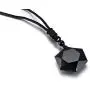 VNOX Messianic Jewish Christian Jewelry Black Obsidian Crystal Cut Star of David Pendant Necklace with Adjustable Handmade Rope