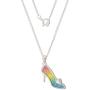 Disney Princess Cinderella Jewelry for Women, Rainbow Glitter Silver Plated Slipper Pendant Necklace