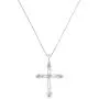 .925 Sterling Silver Round Cut Diamond Accent Cross Pendant Necklace (1/15 cttw, I-J Color, I3 Clarity)