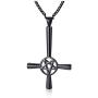 VNOX Religious Satanism Satanic Upside Down Inverted Cross Pentacle Pentagram Pendant Necklace,Wiccan Jewelry