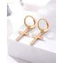 Small Hoop Earrings 14k Gold Plated Huggie Hoop Earrings with Dainty Dangling Cross for women Hypoallergenic Jewelry Gift