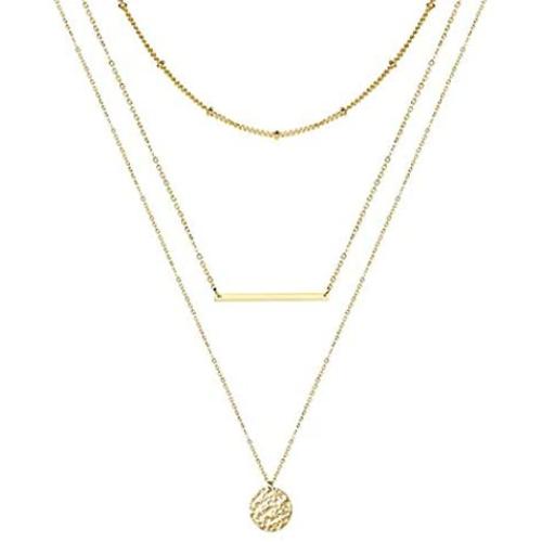 NOT Dainty Necklace Layered Necklace Bar Necklace Disc Necklace Coin Pendant Necklace Plated Casual Necklace for Women