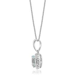 Gin & Grace 10K White Gold Genuine Aquamarine Diamond (I1,I2) Pendant for Women