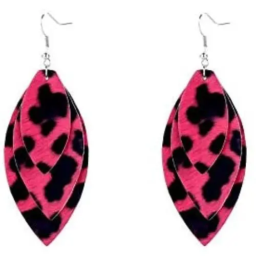 Layered Leather Earrings Leopard Print Teardrop Petal Leaf Dangle Earrings Multilayer Structure Design Statement Lightweight Drop Earrings For Women Girls Bohemian Jewelry Layered Leather Earrings Leopard Print Teardrop Petal Leaf Dangle Earrings Multilayer Structure Design Statement Lightweight Drop Earrings For Women Girls Bohemian Jewelry
