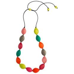 Ruby Olive Womens Colorful Resin Beaded Pod Necklace with Wood Bead