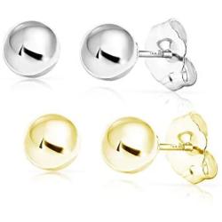 SOLIDGOLD - 14K Gold Filled 6mm Ball Stud Earrings 2-3 pair set | Yellow, Rose & White Gold