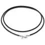 Miabella Genuine Italian 2mm Black or Brown Leather Cord Chain Necklace for Men Women with 925 Sterling Silver Clasp 14, 16, 18, 20, 22, 24, 26 Inch Made in Italy