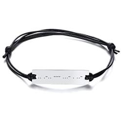 MPRAINBOW Custom Personalized Morse Code Secrect Message Adjustable Handmade Braided Link Bracelet for Men Women Fantastict Gift for Mom Dad Daughter Son Lover Friends