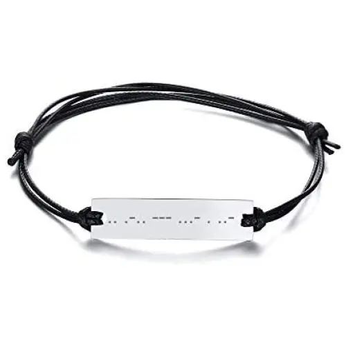 MPRAINBOW Custom Personalized Morse Code Secrect Message Adjustable Handmade Braided Link Bracelet for Men Women Fantastict Gift for Mom Dad Daughter Son Lover Friends