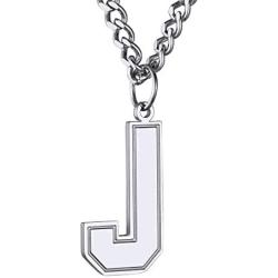 GoldChic Men Initial Letter Necklace,Stainless Steel/18K Gold Plated/Black Rhodium Plated SablonUp Jersey Athletes Alphabet Necklace with 4mm Adjustable Cuban Chain 22''+2'' Sport Jewelry,with Gift Box