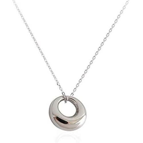 Dtja Tiny Moon Necklace for Women Teen Girls S925 Sterling Silver Minimalist Simple Mini Full Moon Karma Open Circle Orbit Necklace Polished Cute Pendant Choker Necklace Adjustable Chain Jewelry Gift