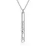 Personalized Vertical Bar Necklace with Simulated Birthstones Custom Made with Any Name Stainless Steel Heart Pendant