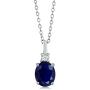 Gem Stone King 925 Sterling Silver Blue Sapphire Pendant Necklace Gemstone Birthstone For Women (2.55 Ctw Oval with 18 Inch Silver Chain)
