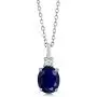 Gem Stone King 925 Sterling Silver Blue Sapphire Pendant Necklace Gemstone Birthstone For Women (2.55 Ctw Oval with 18 Inch Silver Chain) Gem Stone King 925 Sterling Silver Blue Sapphire Pendant Necklace Gemstone Birthstone For Women (2.55 Ctw Oval with 18 Inch Silver Chain)