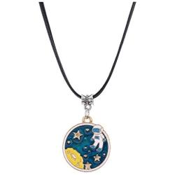 Winssi Cartoon Planet Necklace Astronomy Jewelry Outer Space Jewelry for Teen Girls and Boys