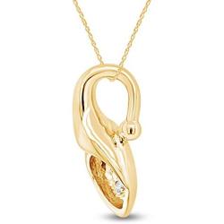 Jewel Zone US Natural Diamond Accent Calla Lily Pendant Necklace in 14K Gold Over Sterling Silver