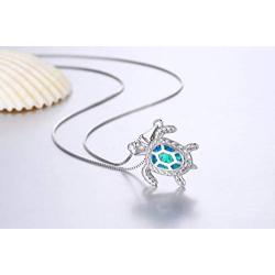 OneSight Blue Opal Sea Turtle Bracelet/Anklet/Necklace/Earring Sterling Silver Bracelets Jewelry for Women Gifts