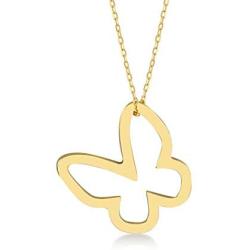 Gelin 14k Gold Butterfly Pendant Necklace for Women, 18''