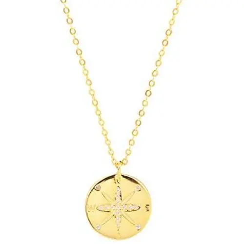 Friendship Necklace CZ Compass Round Gold Coin Pendant Necklace for Women Teen Girls Sterling Silver Simple Small Disk Minimalist Circle Medallion Pendant Chain Choker Dainty Jewelry Graduation Gift Friendship Necklace CZ Compass Round Gold Coin Pendant Necklace for Women Teen Girls Sterling Silver Simple Small Disk Minimalist Circle Medallion Pendant Chain Choker Dainty Jewelry Graduation Gift