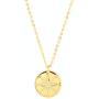 Friendship Necklace CZ Compass Round Gold Coin Pendant Necklace for Women Teen Girls Sterling Silver Simple Small Disk Minimalist Circle Medallion Pendant Chain Choker Dainty Jewelry Graduation Gift