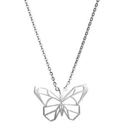 La Menagerie Butterfly Silver Origami Jewelry & Silver Geometric Necklace – 925 Sterling Plated Silver Necklace & Butterfly Necklaces for Women – Butterfly Necklace for Girls & Necklace