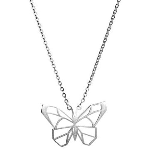 La Menagerie Butterfly Silver Origami Jewelry & Silver Geometric Necklace – 925 Sterling Plated Silver Necklace & Butterfly Necklaces for Women – Butterfly Necklace for Girls & Necklace