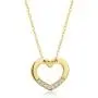 14k Solid Gold 0,02 ct Diamond Heart Chain Pendant Necklace, Surprise Fine Jewellery for Women, 18 Inch