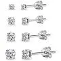 4 Pair Set Sterling Silver Cubic Zirconia Round Stud Earrings, 2mm 3mm 4mm 5mm 4 Pair Set Sterling Silver Cubic Zirconia Round Stud Earrings, 2mm 3mm 4mm 5mm