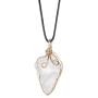 JUNHAN Natural Rock Quartz Pendant Necklace for Women Tumbled Raw Irregular Crystal Wrapped Gold Wire Chakra Gemstone Jewelry with 2 Different Chains