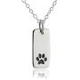 FashionJunkie4Life Sterling Silver Paw Print on Rectangle Charm Necklace, 18'' Chain, Dog Cat Pet Jewelry
