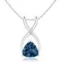 December Birthstone - Trillion London Blue Topaz Wishbone Pendant Necklace with Diamond in Silver (5mm London Blue Topaz) December Birthstone - Trillion London Blue Topaz Wishbone Pendant Necklace with Diamond in Silver (5mm London Blue Topaz)