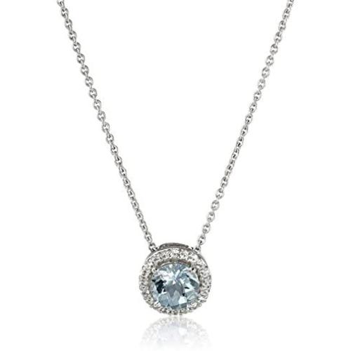Jewelili Sterling Silver with 1/6 Cttw Round Checkerboard Round Pendant Necklace