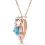 Jewel Zone US Simulated Aquamarine Heart Pendant Necklace 14k Gold Over Sterling Silver