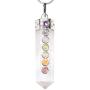 CHARGED 7 Chakra Natural Himalayan Gemstone Crystal Perfect Pendant + 20'' Silver Chain + Selenite Charging Heart [Included]