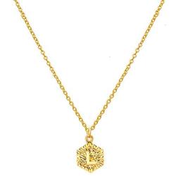 Gold Hexagon Initial Necklace for Girl,Letter A-Z Personlized Name Jewelry Engraved Alphabet Necklace for Teen Girls
