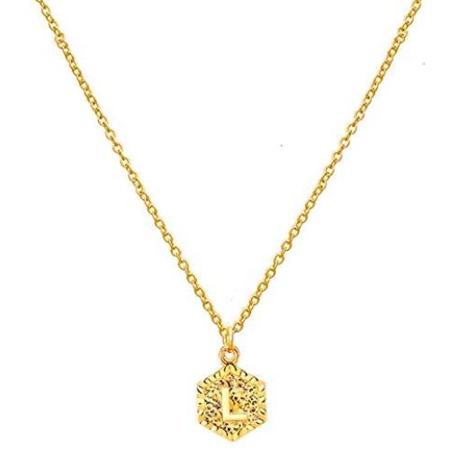 Gold Hexagon Initial Necklace for Girl,Letter A-Z Personlized Name Jewelry Engraved Alphabet Necklace for Teen Girls