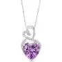 Lab-Created Gemstone Birthstone Heart and Diamond Accent Necklace Pendant Charm in 10k White Gold or 10k Yellow Gold plated or 925 Sterling Sliver with 18” Chain (Choose your Birthstone) Lab-Created Gemstone Birthstone Heart and Diamond Accent Necklace Pendant Charm in 10k White Gold or 10k Yellow Gold plated or 925 Sterling Sliver with 18” Chain (Choose your Birthstone)