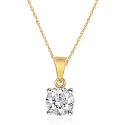 La Joya 1/4-1 Carat Total Weight (cttw) Certified Lab Grown Diamond Pendant Necklace - Solid 14k White Or Yellow Gold 4 Prong Setting With Adjustable Chain - GH Color And VS/SI Clarity Up Diamonds