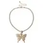COLORFUL BLING Tennis Link Chain Butterfly Necklace Iced Out Zirconia Butterfly Pendant Hip Hop Choker Necklace for Women Girls