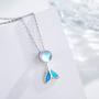 TRISHULA Mermaid Tail Necklace for Women,925 Sterling Silver Whale Tail Moonstone Pendant Cute Animal Jewelry Gift for Women Girl Mom Daughter
