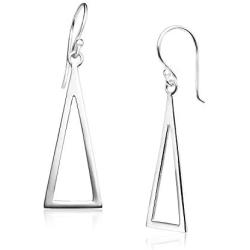 Big Apple Hoops - Mothers Day High Polish Sterling Silver Geometric Triangle Drop Dangle Lightweight Plain Earrings Made from Genuine Solid 925 Sterling Silver Special Fashion Gifts for Men, Teens, Women