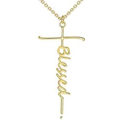 sovesi Faith Cross Necklace for Women 14K Gold Plated Gold Cross Pendant Hope Necklaces Religious Jewelry Gift for Women