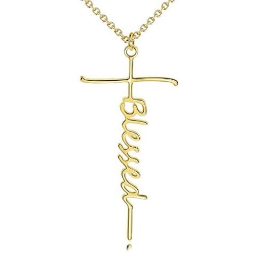 sovesi Faith Cross Necklace for Women 14K Gold Plated Gold Cross Pendant Hope Necklaces Religious Jewelry Gift for Women