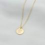 LUIWIN Inspirational Disc Necklace 14K Gold Plated Simple Engraved Hand Stamped Round Pendant Necklace Jewelry Gift for Women Girls 15 mm Disc,18'' + 2'' ext …