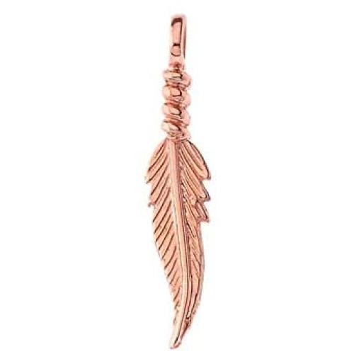 Dainty 10k Rose Gold Feather Charm Pendant