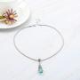 Asooll Bohemian Turquoise Necklace Chain Silver Water Drop Blue Beaded Necklace Pendant Fashion Jewelry for Women
