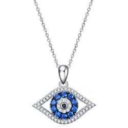 PEIMKO Evil Eye Pendant Necklace for Women 925 Sterling Silver Greek Protection Jewelry Amulet Gift for Girls Boys