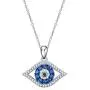 PEIMKO Evil Eye Pendant Necklace for Women 925 Sterling Silver Greek Protection Jewelry Amulet Gift for Girls Boys