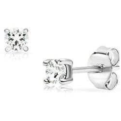 SolidSilver - Sterling Silver 3mm Round Solitaire Stud Earrings Made with Swarovski Crystal